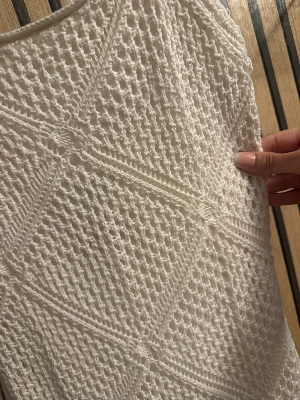 Abercrombie & Fitch Cream Crochet Fringe Maxi Dress